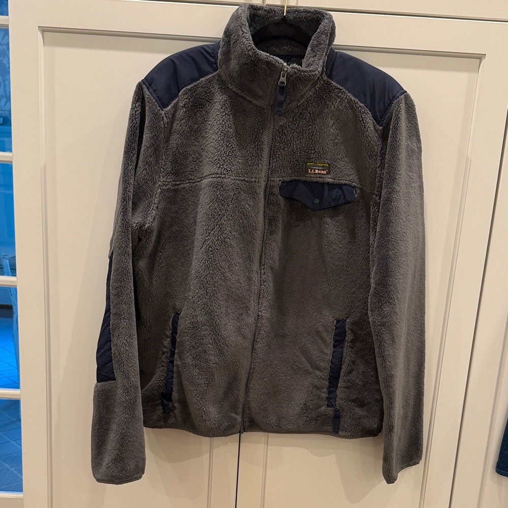 L.L. Bean Charcoal and Navy Fleece Jacket